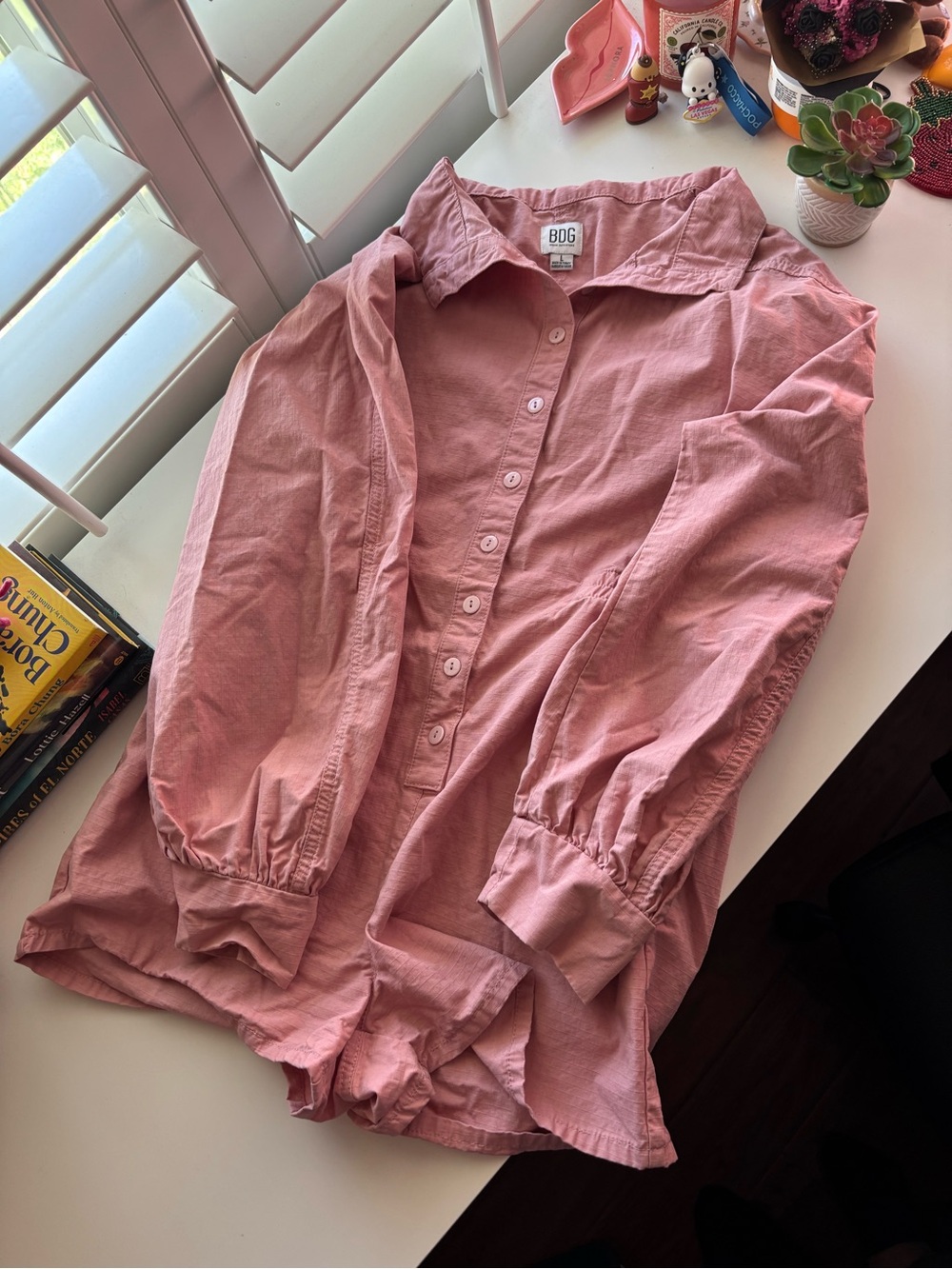 BDG Pink Utility Coverall Romper Large